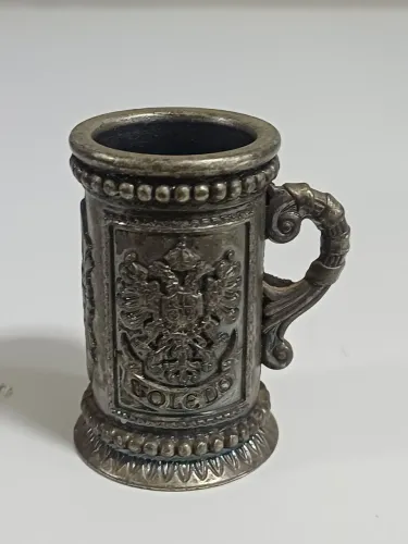 Mini Caneca Antiga De Estanho Toledo Espanha Colecionável