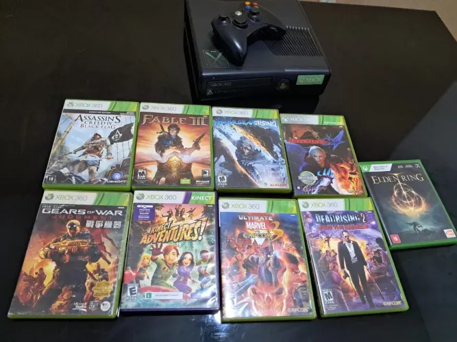 Xbox 360 Slim + 9 Jogos Originais + Controle - Leia a descrição