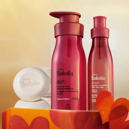 Presente Natura Tododia Cereja e Avelã - Hidratante Corporal, Body Splash e Sabonetes