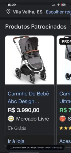 Carrinho de Bebê ABC Design - Cinza - Completo