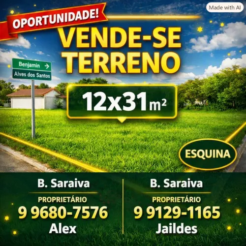 Terreno localizado na Rua Benjamim Alves dos Santos, 2007- Saraiva.