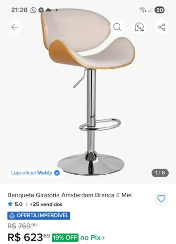 Vendo 4 Banquetas Giratória