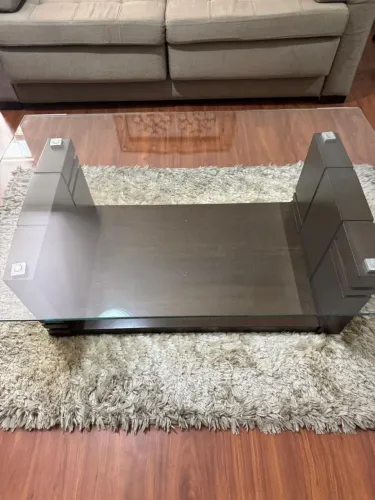 Mesa madeira macica e vidro 10mm