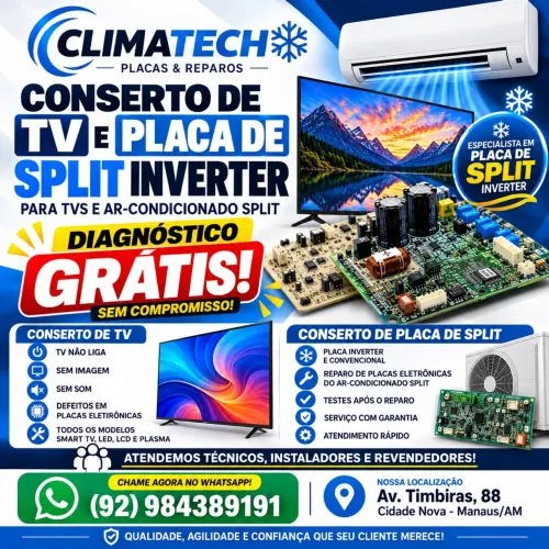 Conserto de TV e Placa de Split Inverter - Diagnóstico Grátis