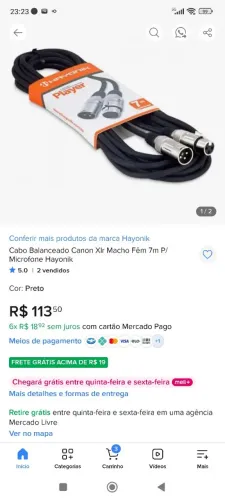 Cabo Balanceado Canon Xlr Macho Fêm 8.8 m P/ Microfone Hayonik