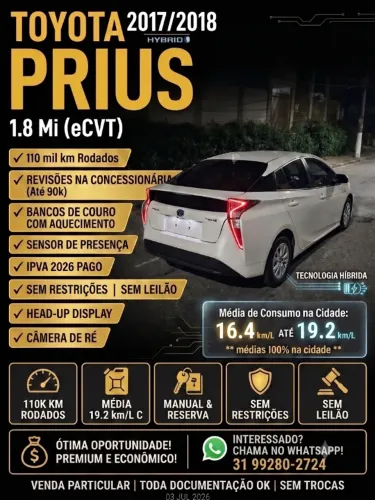 Toyota Prius Hybrid 1.8 16V 5P Aut. 2018