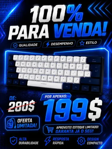 ?TECLADO COMPACTO PREMIUM - DESIGN MODERNO, ALTO DESEMPENHO E PREÇO IMPERDÍVEL: R$ 199!