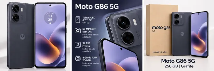 Motorola Moto G86 5G 256GB Grafite Novo