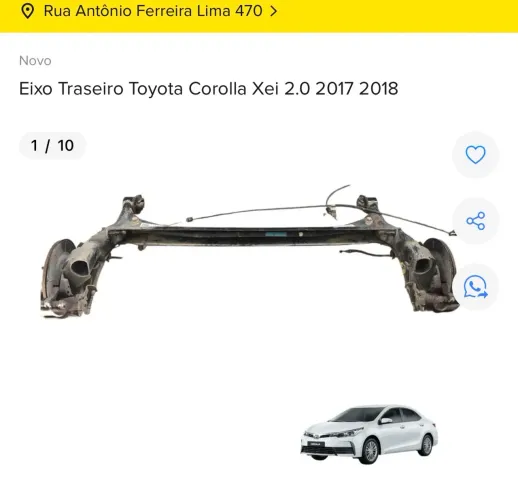 EIXO TRASEIRO COMPLETO TOYOTA COROLLA XEI 2017 2018 