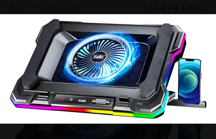 Base Gamer Cooler Notebook RGB Espuma Completa 
