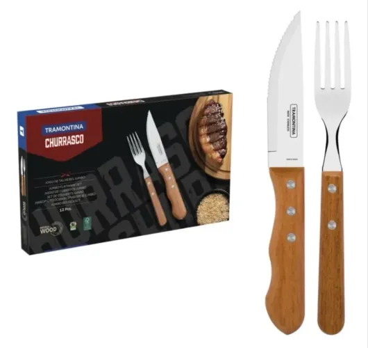 Jogo para Churrasco Tramontina 12 Peças Cabos de Madeira
