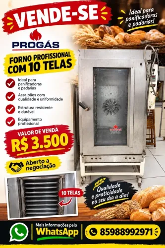 Forno Profissional Progás com 10 Telas