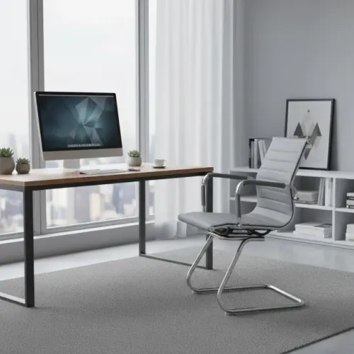 Cadeira Interlocutor Charles Eames Esteirinha Cor Cinza Conforto Ergonômico Modelo 32879