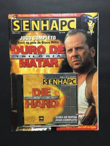 Revista SENHA PC - Duro de Matar (Die Hard) Trilogia Completo 2 CD-ROMs PC Ano 2 Nº 8 1999