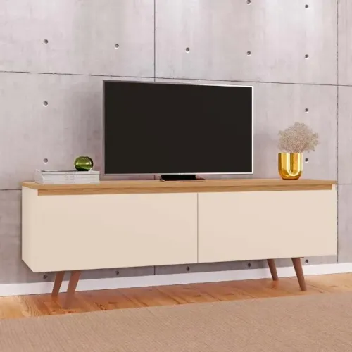 Rack Tuboarte Ruth P/ Tv's de até 55" com Pés em Estilo Retrô Freijo Off White