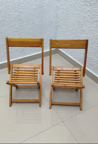 Cadeiras banquetas madeira camping