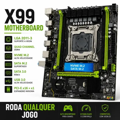 Placa Mãe X99 Lga2011-3 Usb3.0 Nvme M.2
