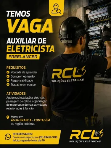 Vaga para Auxiliar eletricista freelancer