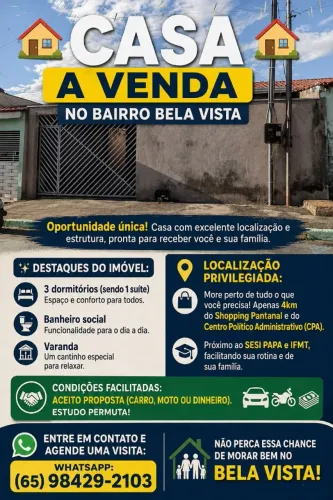 CASA NO BELA VISTA - ÓTIMA LOCALIZAÇÃO