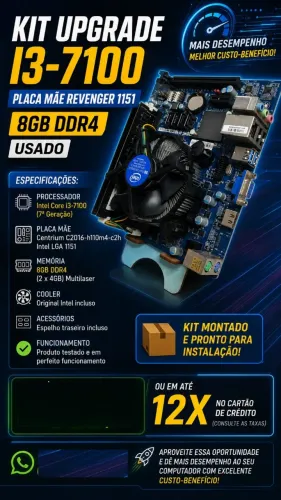 Kit upgrade I5-7400 placa mae revenger 1151 8gb ddr4