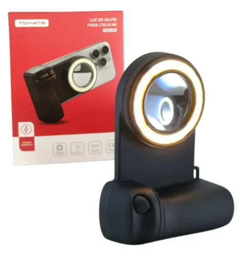 Luz de Selfie Magnética LED para Celular | Iluminação Profissional para Fotos e Vídeos