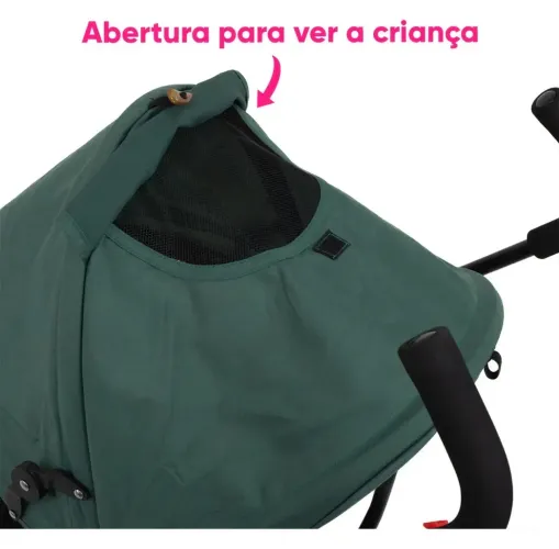 Carrinho De Bebê para Passeio Guarda?Chuva - Leve, Capota com Visor, Verde