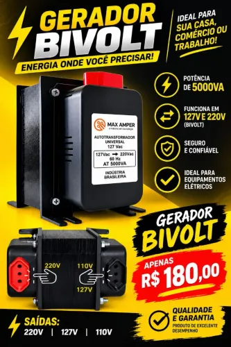 Vende-se transformado 5000V,bivolt 110 e 220, valor 180,00