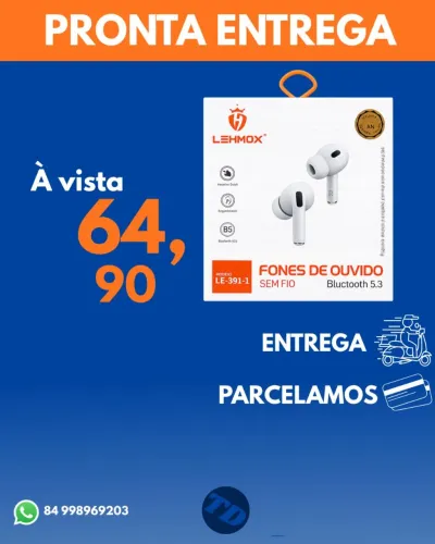 FONE SEM FIO - LEHMOX - TWS