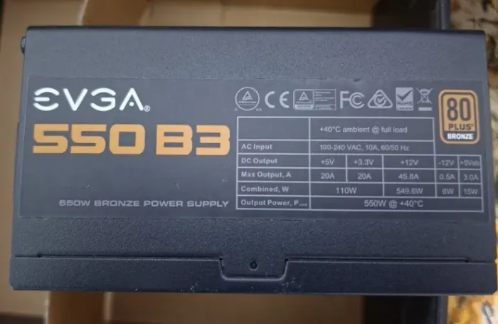 Fonte EVGA 550W B3 80 Plus Bronze Modular (Usado, Na Caixa)