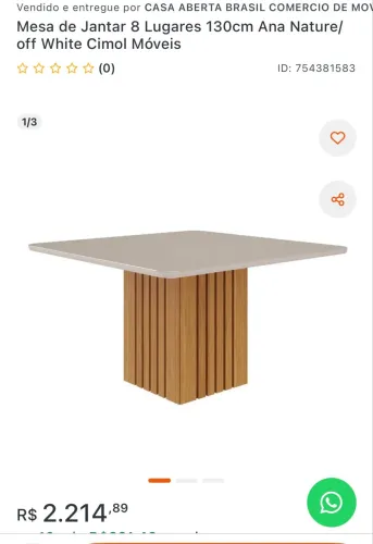 Mesa de Jantar 8 lugares 130x130