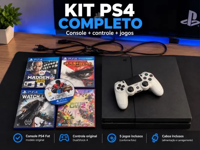 PS 4 de 1Tera com 5 jogos