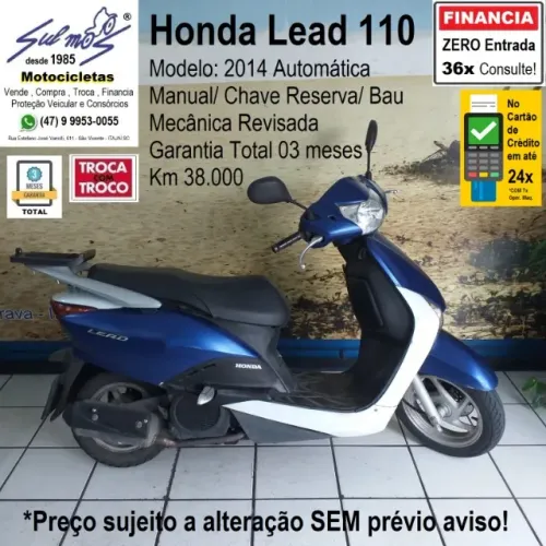 Honda Lead 110 2014 # Vendo e Financia ZERO entrada até 36x. Consulte! 
