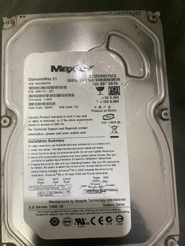 HD Maxtor DiamondMax 21 - 160GB SATA 7200RPM - Usado
