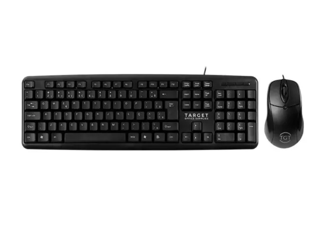 Kit teclado e mouse Target preto, com fio USB.