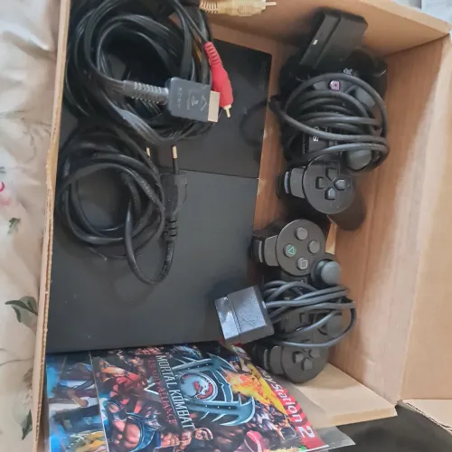PlayStation 2 Slim Desbloqueado + 2 Controles + 3 Jogos Clássicos!