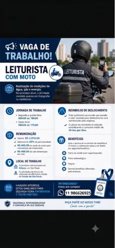 Auxiliar Técnico - Leiturista com moto