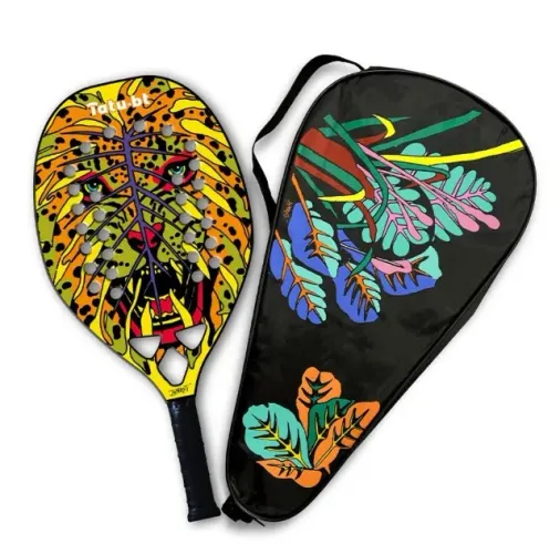 Raquete Beach Tennis Tatu-bt Arte Onça Kevlar Nova 