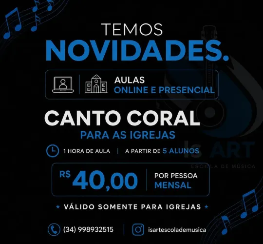 Aulas para igrejas - Canto Coral 