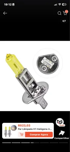 Lâmpada H1 amarela farol milha