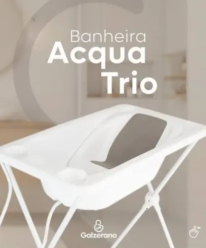 Banheira acqua trio galzerano branca (suporte + banheira + assento redutor)