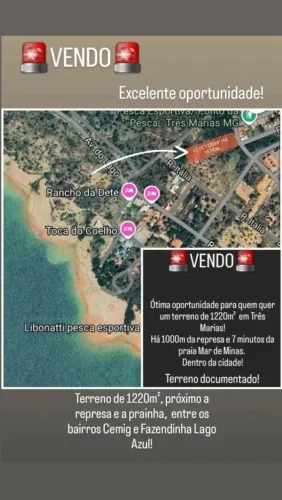 Vendo terreno perto da represa e praia em Três Marias MG