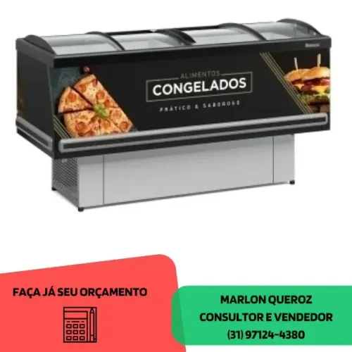 Ilha De Congelados Vidro Curvo 2M Gelopar