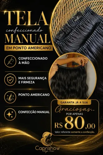 R$ 80,00 Confecção de tela manual (ponto americano)