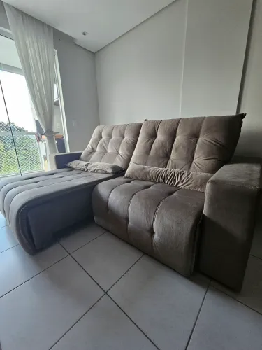 Sofá Cama 2 Lugares Suede Cinza Usado