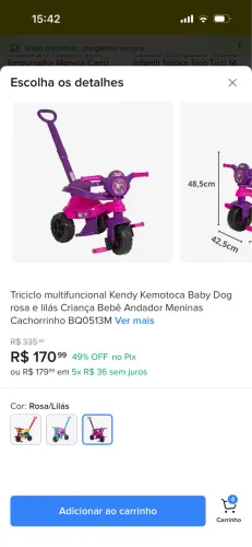 velotrol e cadeirinha de descanso