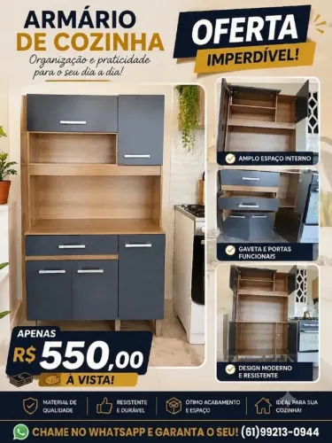 Armário de cozinha, amplo espaço interno. pouco tempo de uso super conservado