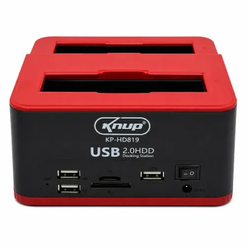 Dock Station Duplo para HD SSD SATA 2.5 e 3.5 Knup KP-HD819 com Hub