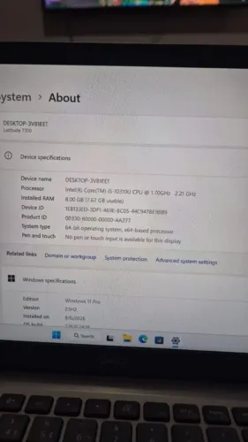 Notebook Dell Latitude 7310 Intel i5-10310U 8GB RAM 256GB NVMe