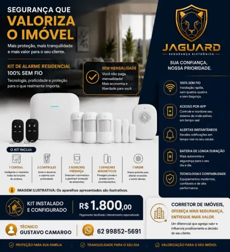 ALARME rKit Alarme Residencial Jaguard 100% Sem Fio - Instalado e Sem Mensalidade!