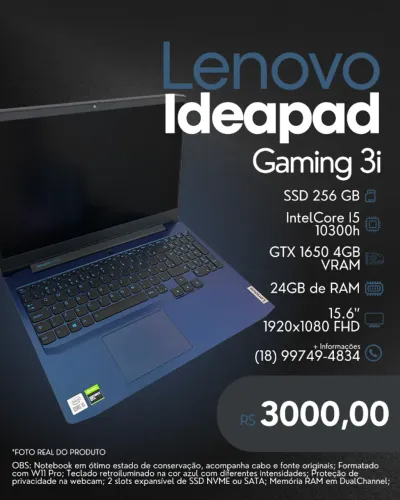 Notebook Lenovo Ideapad Gaming 3i